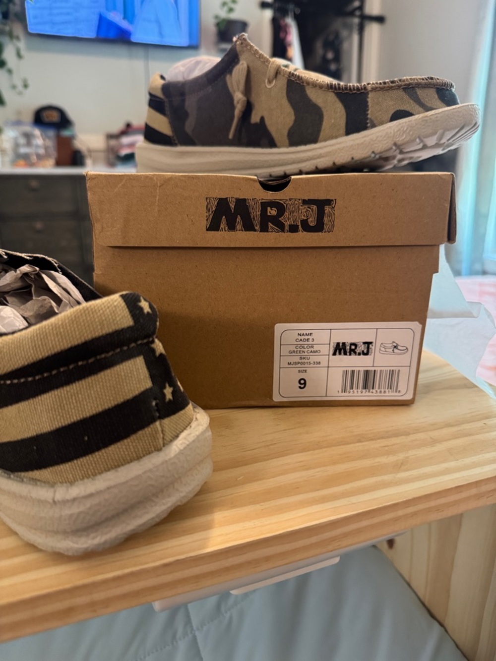 MR.J Men's Camo Slip-On Loafers in Green Camo